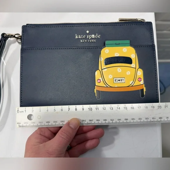 Kate Spade New York Navy Blue NYC Taxi Wristlet Clutch - Picture 4 of 5
